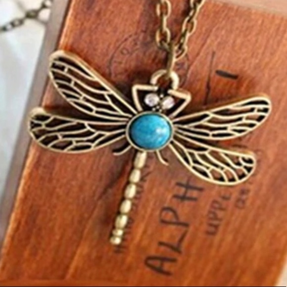Jewelry - Dragonfly Art Nouveau Inspired Long Necklace
